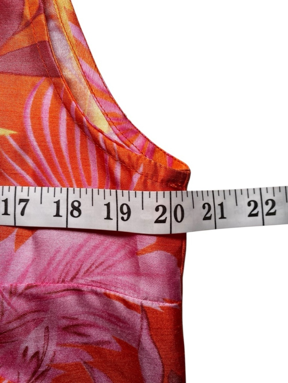 Selene Sport Tropical Orange & Pink Leaf Print Sleeveless Retro Y2K Midi Dress - Picture 9 of 15